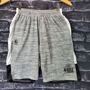 NBA Boys‎ Basketball Shorts Large (14-16) Black Gray White Logo Pockets Sports